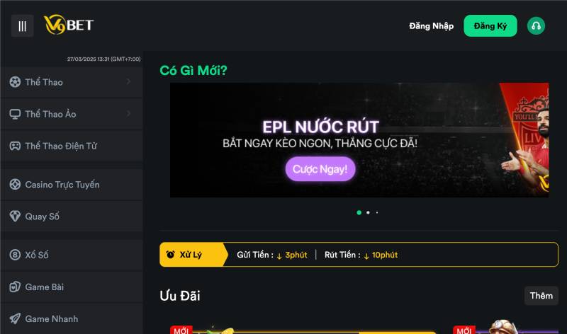 Bước 1: Truy cập trang chủ V9BET