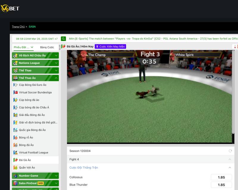 Bước 2: Truy cập vào sảnh đá gà ảo