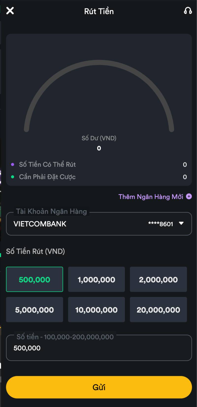 Bước 5: Nhập số tiền muốn rút