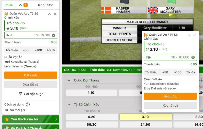 Đặt cược theo khung giờ