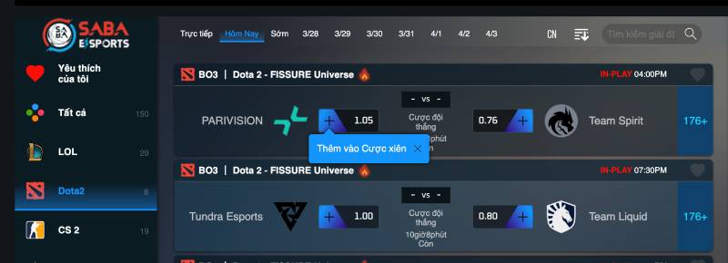Theo dõi trực tiếp và cược live hợp lý